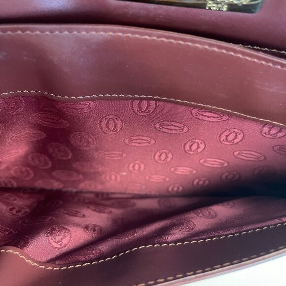 Cartier Must de Cartier Burgundy Leather Clutch w/ Retractable Strap  - Preowned - Picture 11 of 14